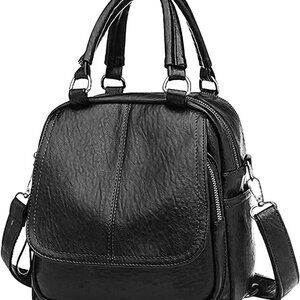 Women Crossbody Backpack PU Leather Waterproof Small Handbag Travel Shopping